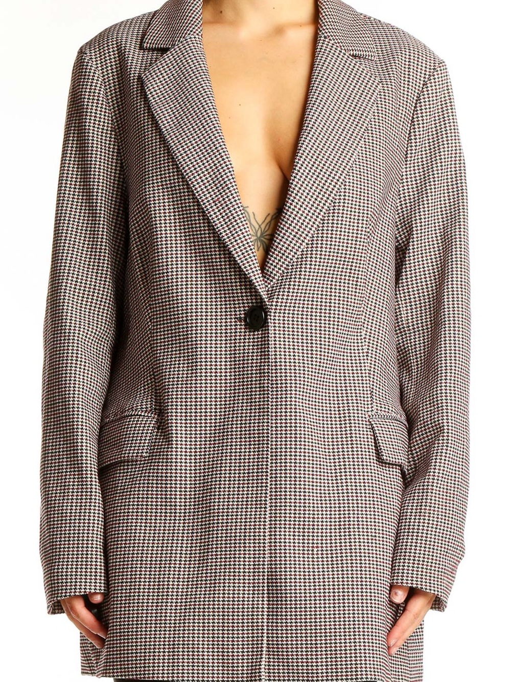 Adrianna Papell Black & White Houndstooth Blazer Jacket